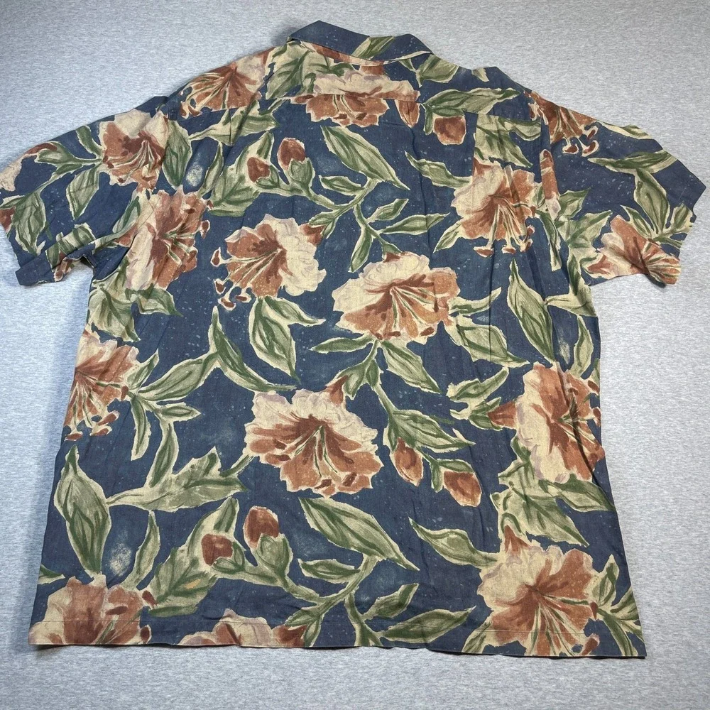 Vintage Polo Ralph Lauren Shirt 3XLT Linen Cotton Hawaiian Floral Camp Caldwell